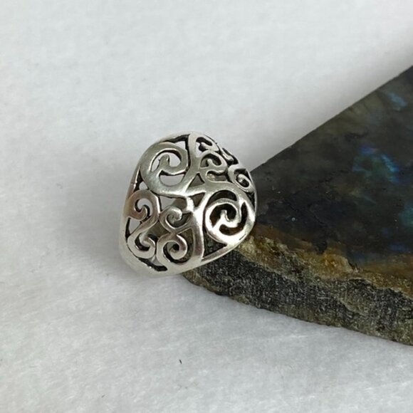 Sterling Silver 925 0.69" Wide Scrollwork Celtic Style Band Ring Size 7.25 - Picture 8 of 16
